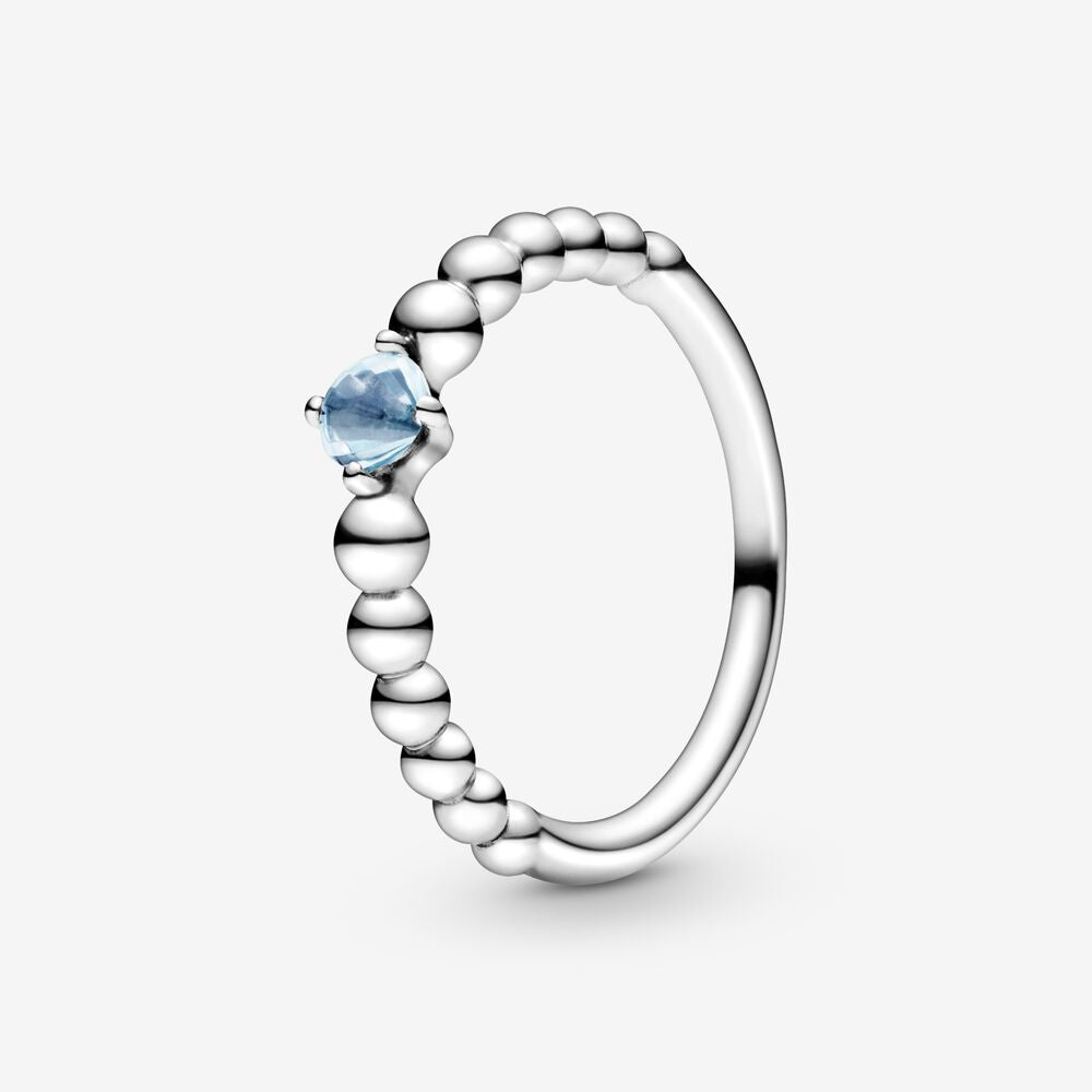 Pandora March Aqua Blue Beaded Ring