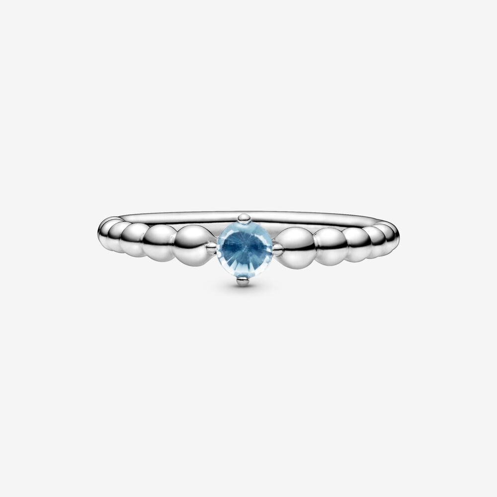Pandora March Aqua Blue Beaded Ring