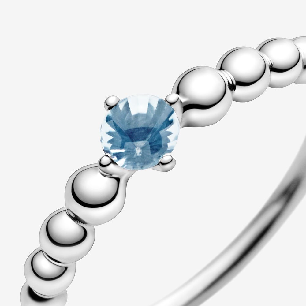 Pandora March Aqua Blue Beaded Ring