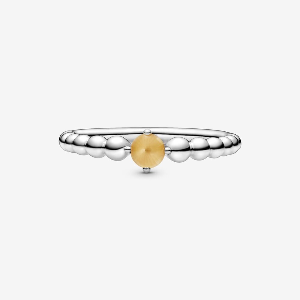 Pandora November Honey Coloured Ring with Man-Made Honey Coloured Crystal