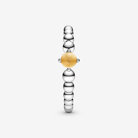 Pandora November Honey Coloured Ring with Man-Made Honey Coloured Crystal