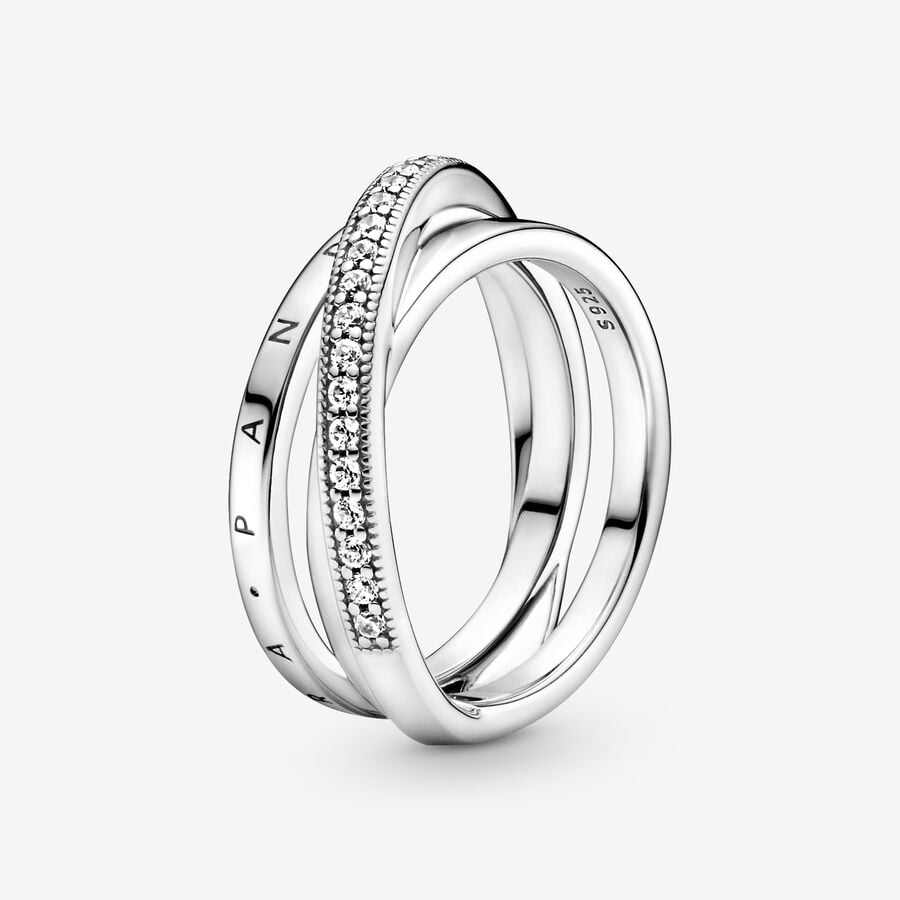 Pandora Crossover Pave Triple Band Ring