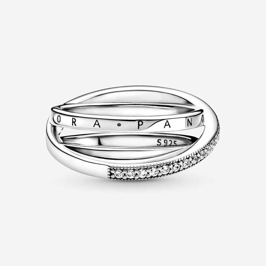 Pandora Crossover Pave Triple Band Ring