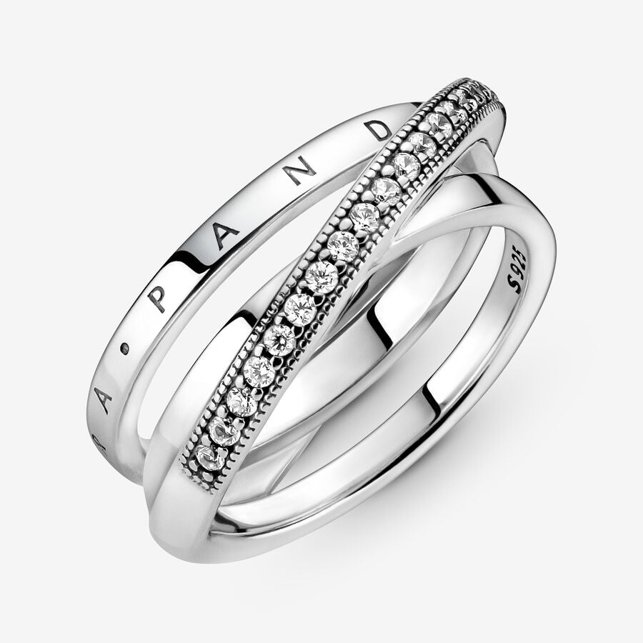 Pandora Crossover Pave Triple Band Ring