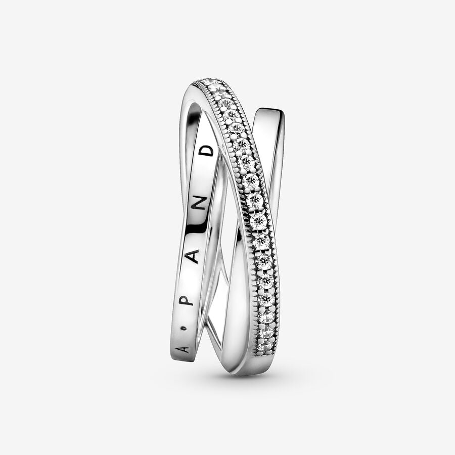 Pandora Crossover Pave Triple Band Ring