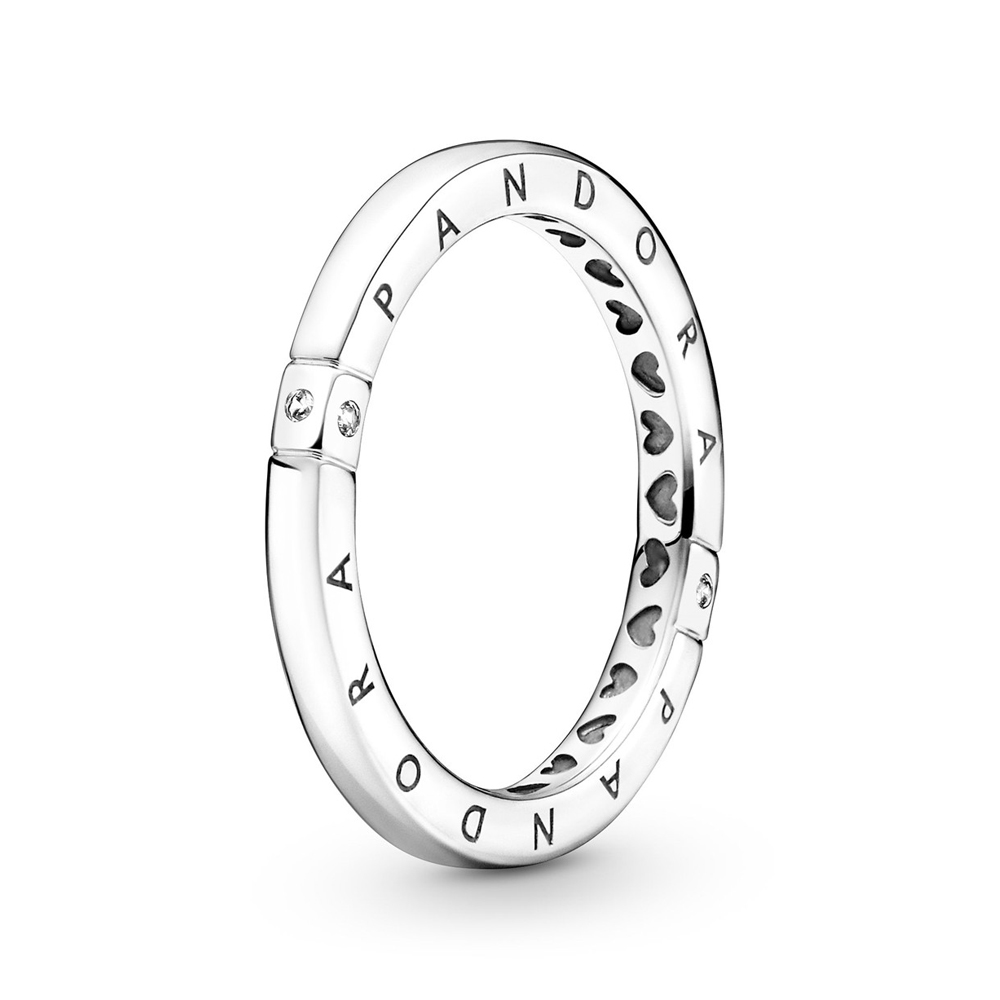 Pandora Logo &amp; Hearts Ring
