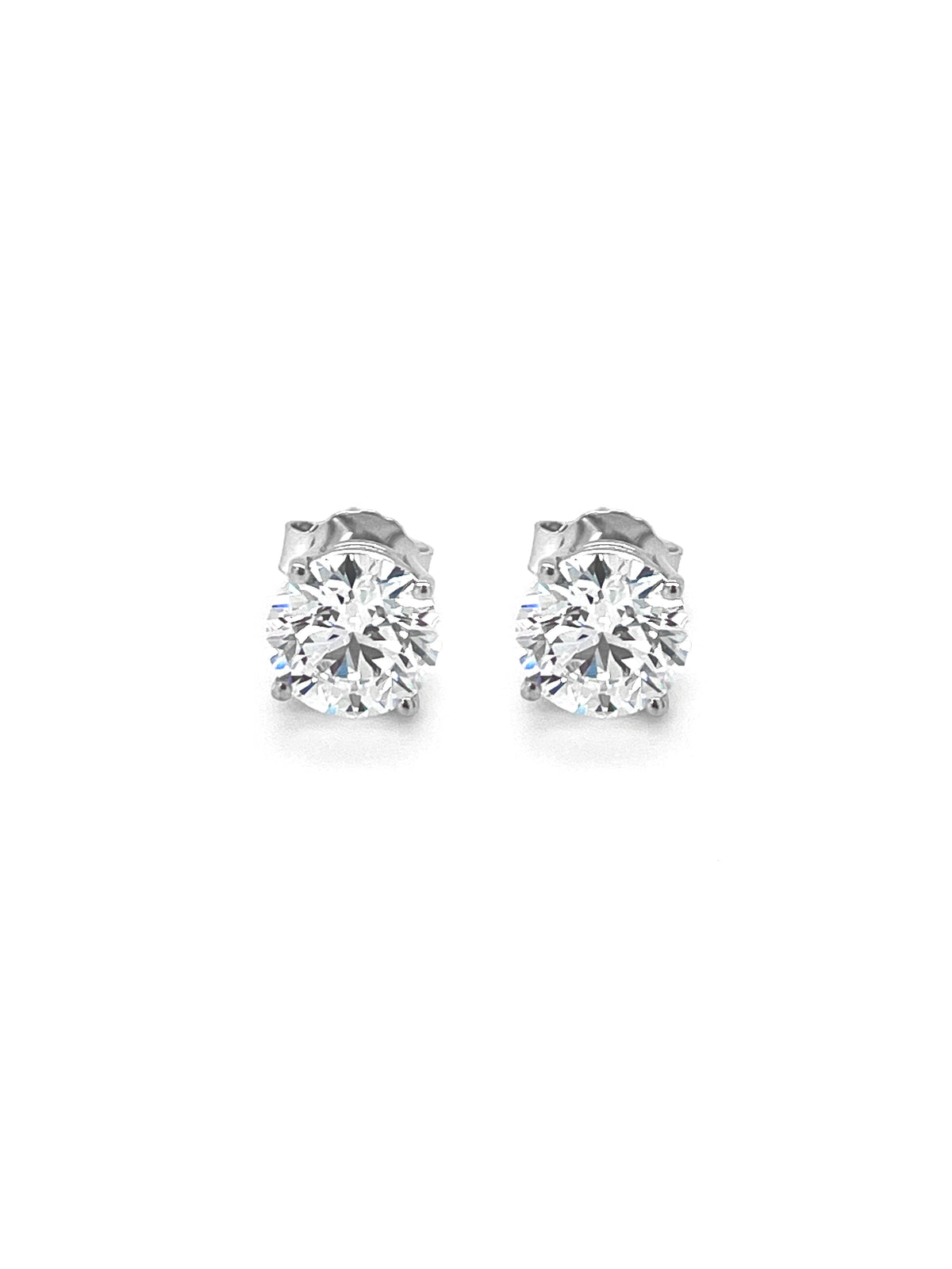 2.18CT Lab Grown Diamond Solitaire Stud Earrings in 14K White Gold