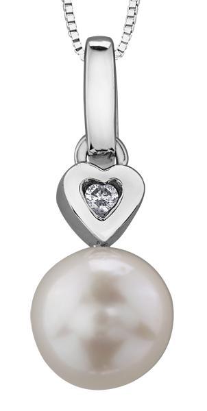 10KW Pearl &amp; Diamond Pendant