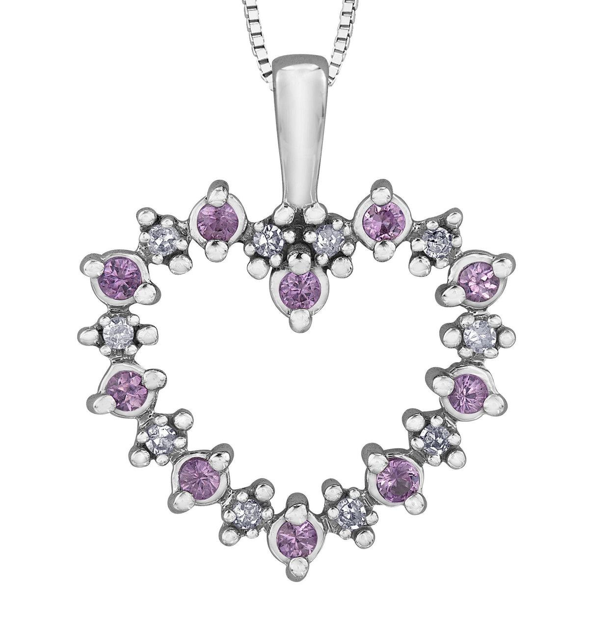 10K Pink Sapphire &amp; Diamond Heart Pendant