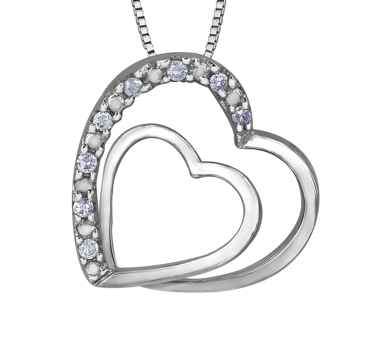 10K White Gold 0.05TDW Diamond Heart Pendant