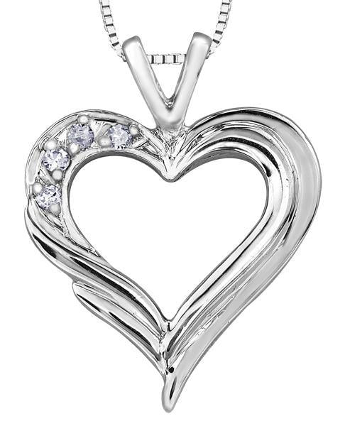 10K White Gold 0.04TDW Diamond Heart Pendant