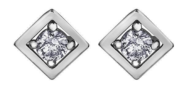 10K White Gold 0.08TDWW Diamond Earrings