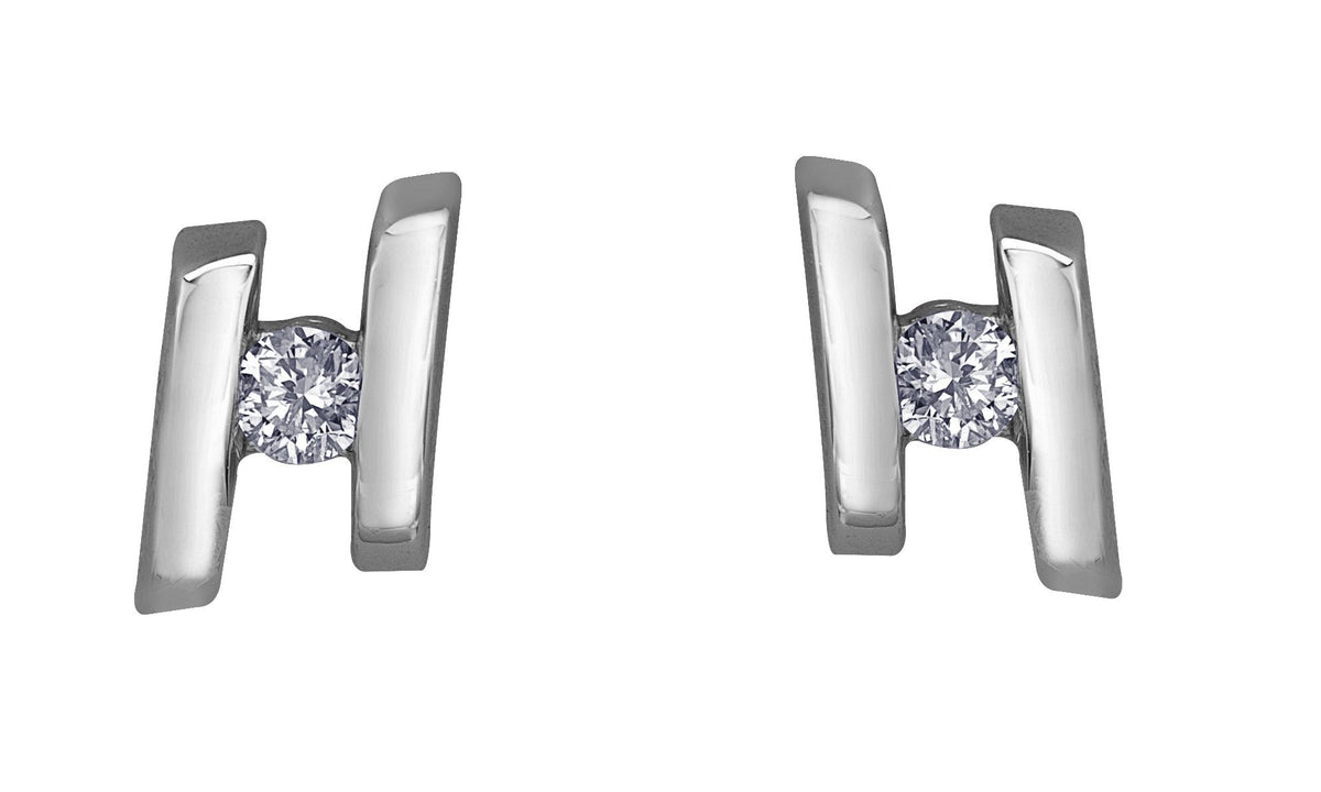 10K White Gold 0.07TDWW Diamond Earrings