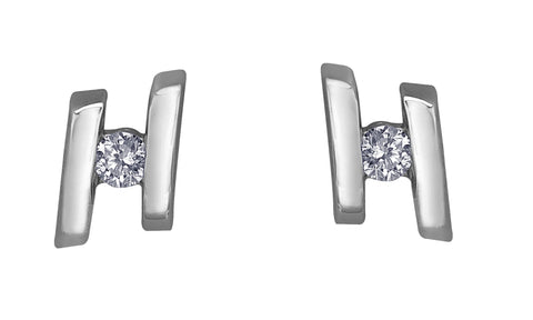10K White Gold 0.07TDWW Diamond Earrings
