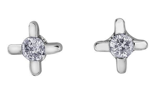 10K White Gold 0.05TDW Diamond Earrings
