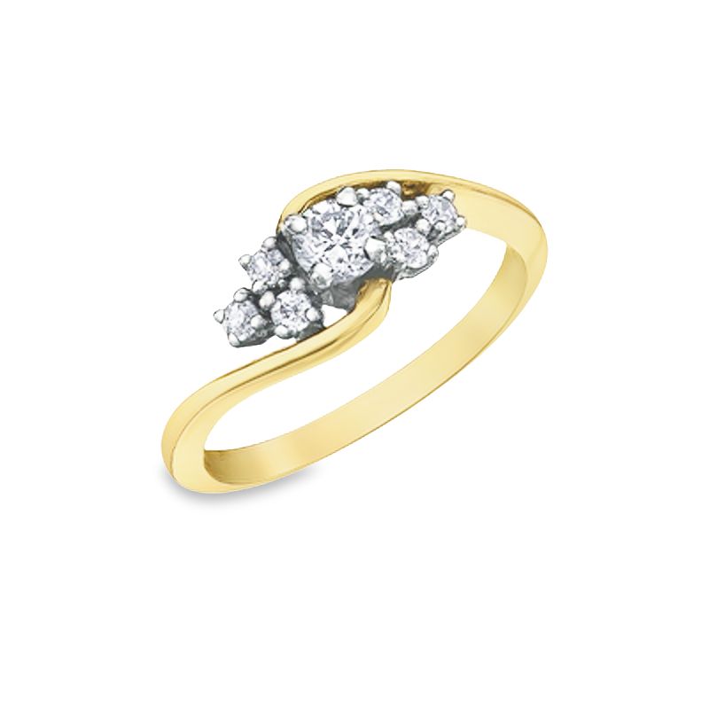 10K Yellow and White Gold 0.41TDW Diamond &amp; 0.23 CT Canadian Diamond Wedding Set