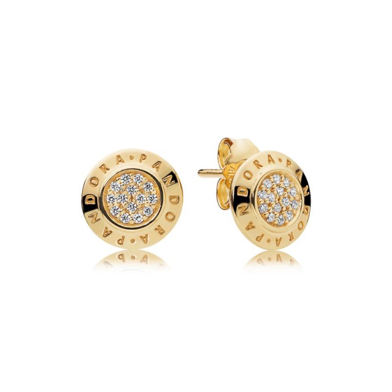 Pandora Logo Stud Earrings In Pandora Shine