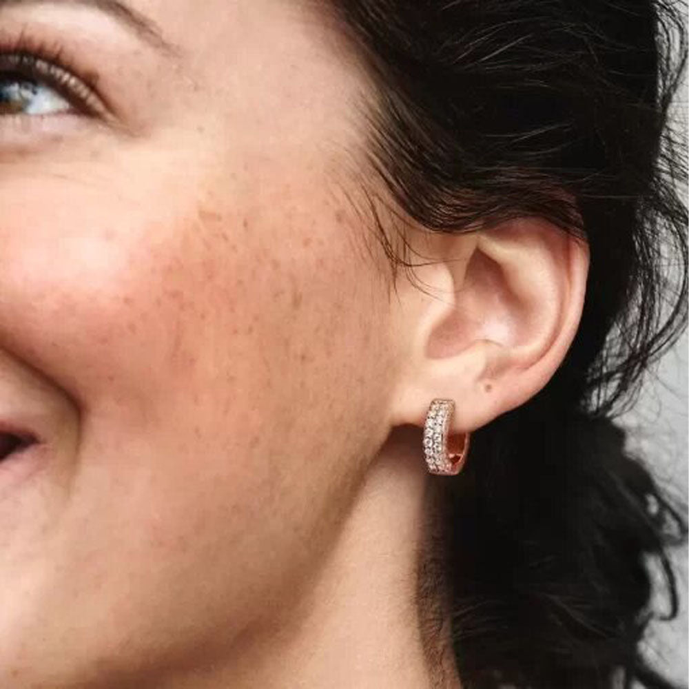 Pandora Timeless Pave Double-row Hoop Earrings