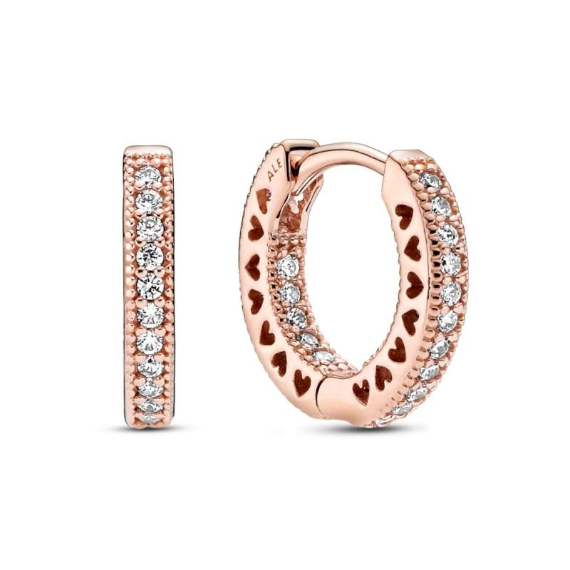 Pandora Rose Hoop Earrings With Clear Cubic
