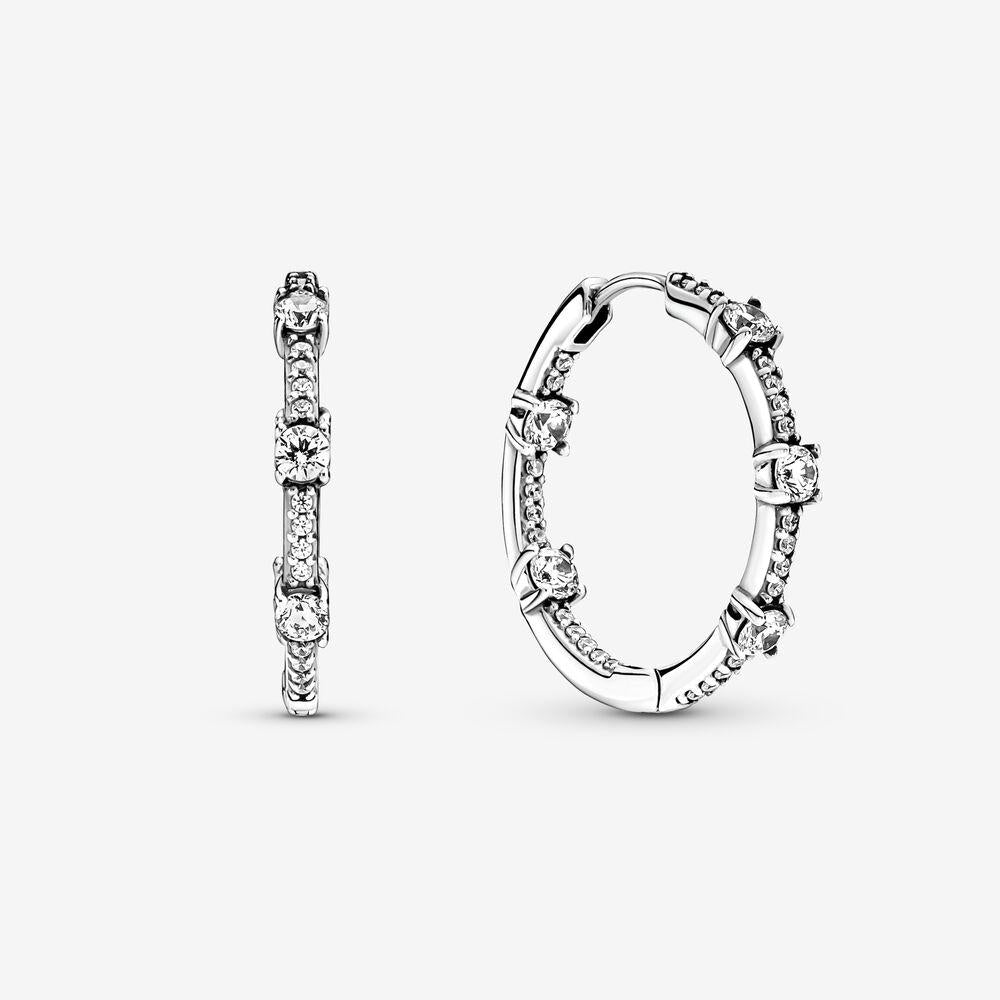 Pandora Sparkling Pave Bars Hoop Earrings