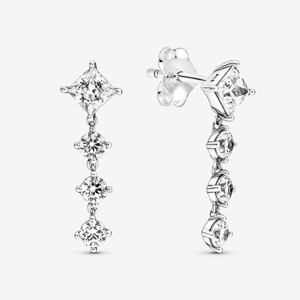 Pandora Sparkling Round &amp; Square Drop Earrings