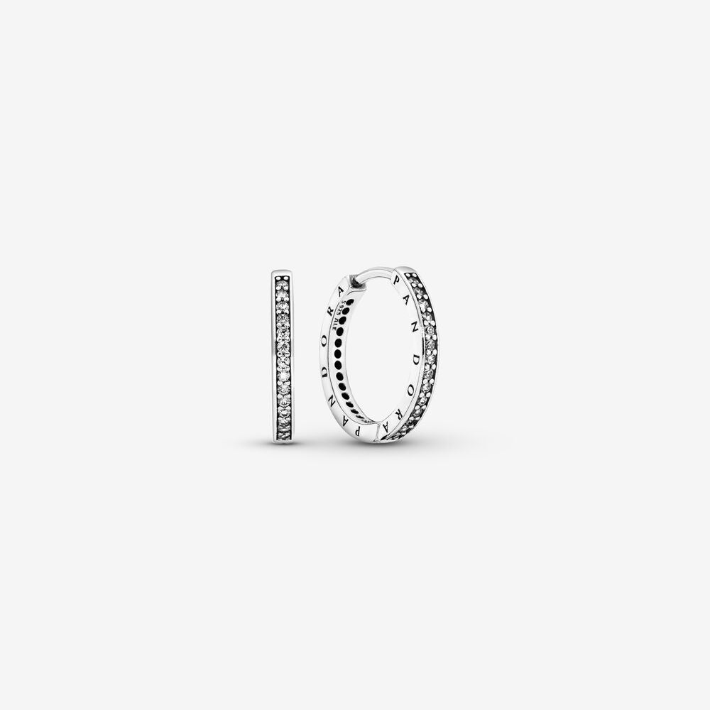 Pandora Sparkle &amp;Pandora Logo Hoop Earrings 290558CZ