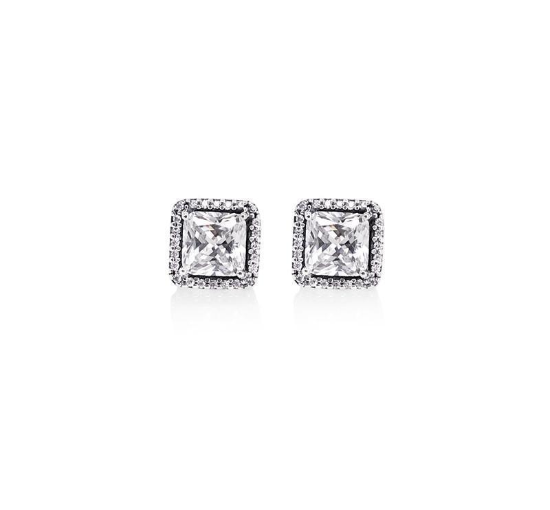 Pandora Square Sparkle Halo Stud Earrings