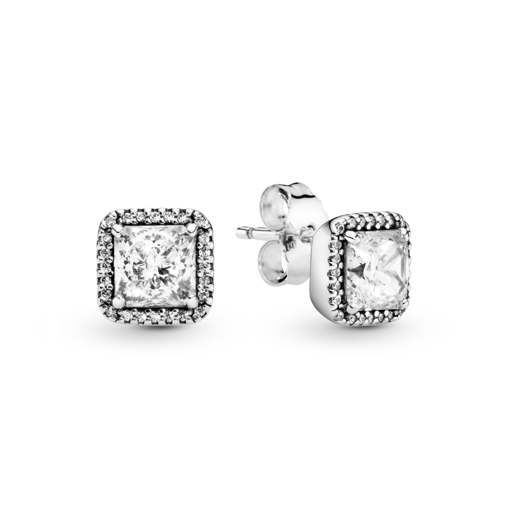 Pandora Square Sparkle Halo Stud Earrings