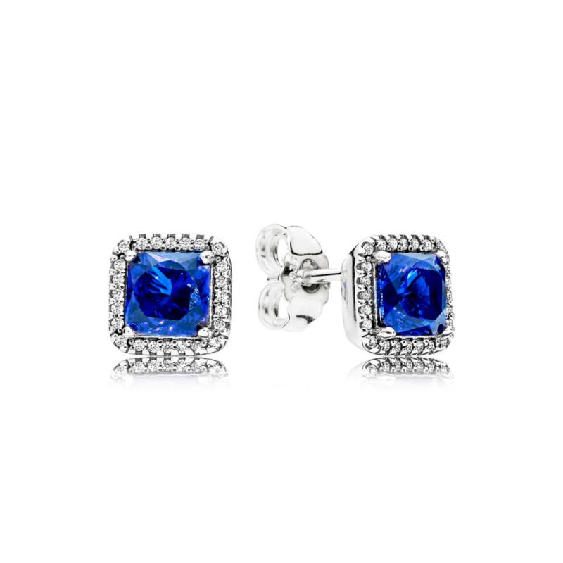 Pandora Stud Earrings In Sterling Silver With True Blue