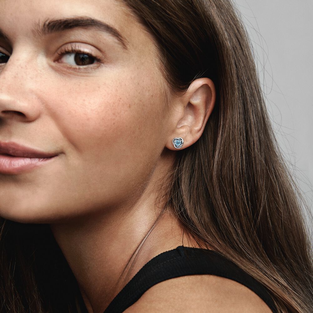 Pandora March Birthstone Eternity Circle Stud Earrings