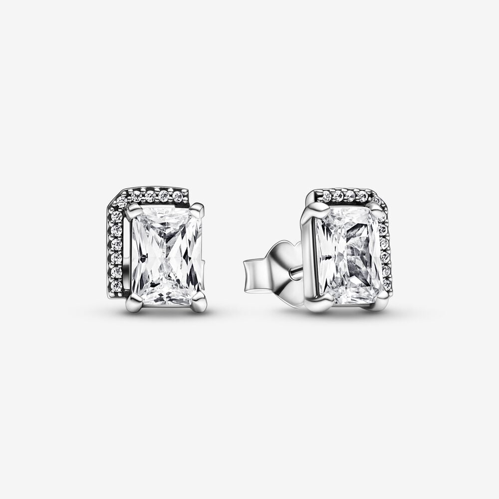 Pandora Rectangular Sparkling Halo Stud Earrings