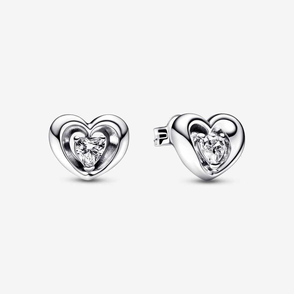 Pandora Radiant Heart &amp; Floating Stone Stud Earrings