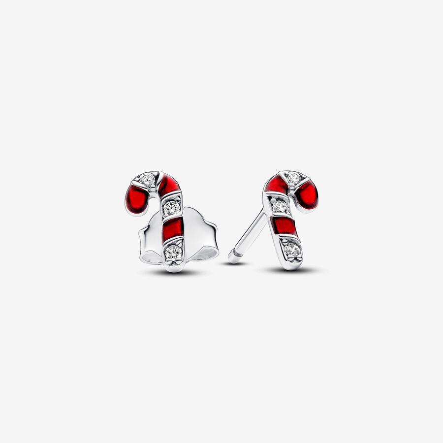 Pandora Sparkling Red Candy Cane Stud Earrings