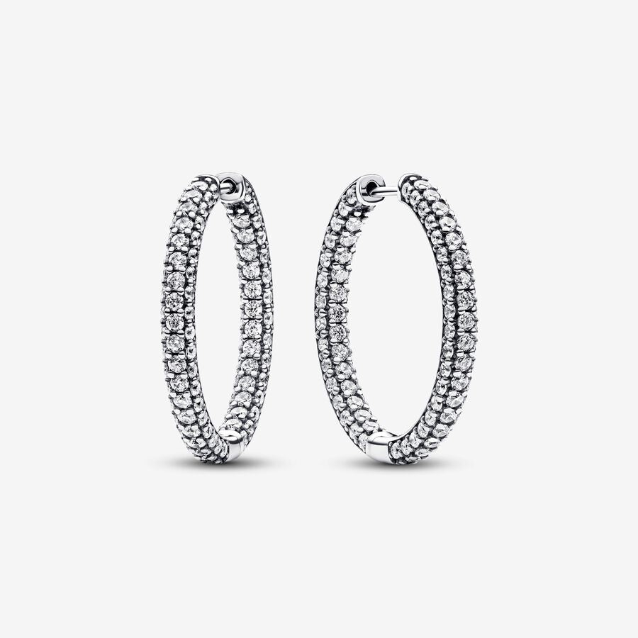 Pandora Timeless Pave Single-row Hoop Earrings
