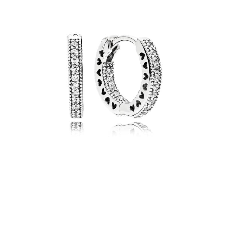 Pandora Pave Heart Hoop Earrings