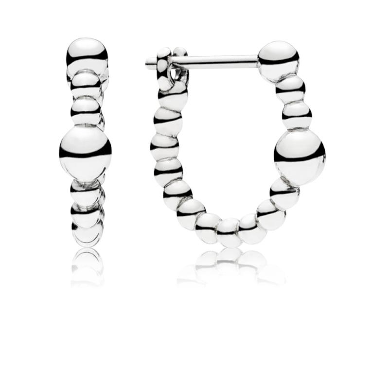 Pandora Beaded Hoop Earrings In Sterling Silver