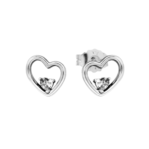Pandora Asymmetric Hearts of Love Stud Earrings