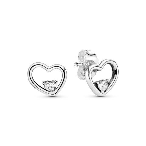 Pandora Asymmetric Hearts of Love Stud Earrings