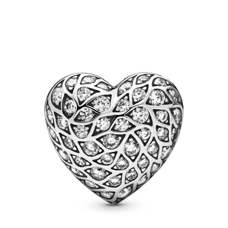 Pandora Sparkling Pattern Heart Single Stud Earring