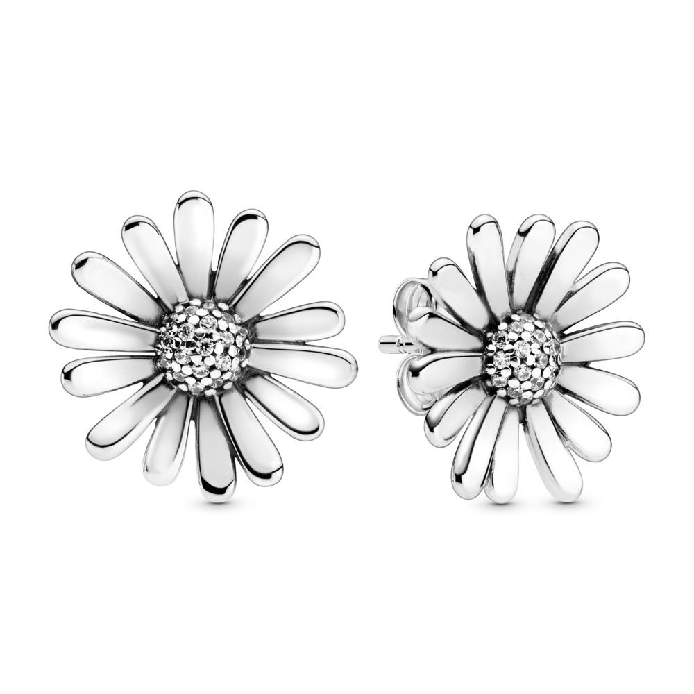 Pandora Pave Daisy Flower Statement Stud Earrings