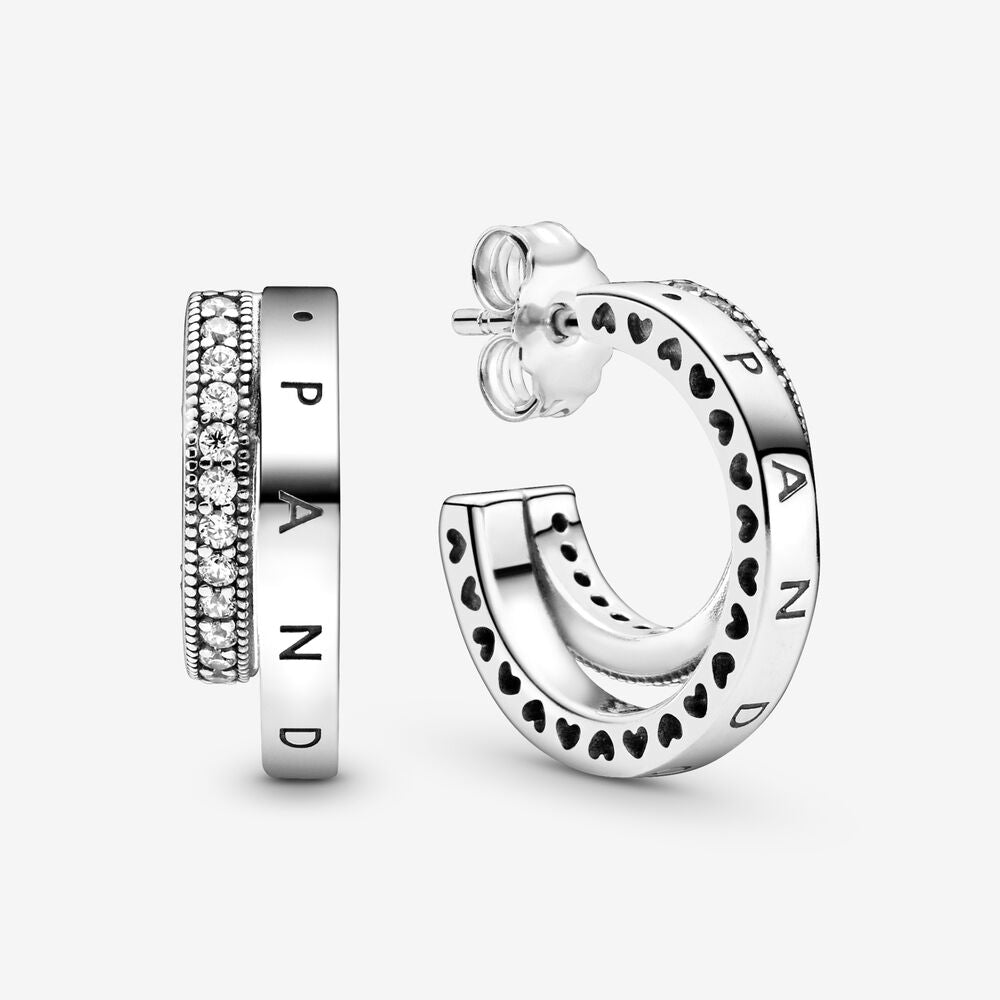 Pandora Pave Double Hoop Earrings 299056C01