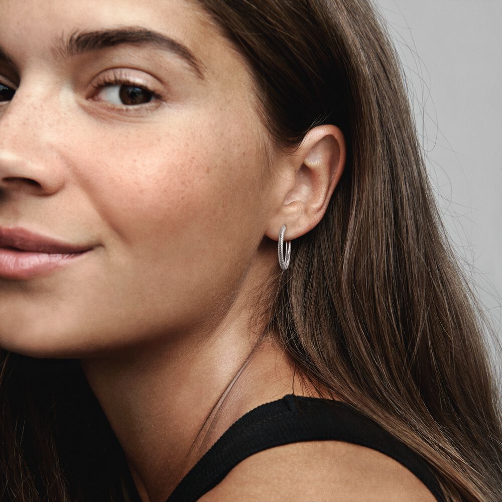 Pandora Moments Charm Hoop Earrings in Sterling Silver