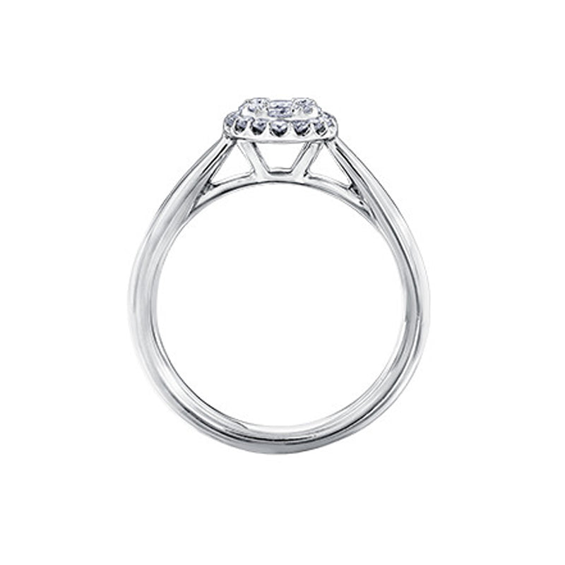 14K White Gold Diamond Ring with 1.00 Carat Cluster Solitaire