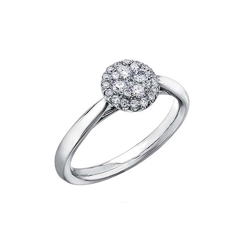 14K White Gold Diamond Ring with 1.00 Carat Cluster Solitaire
