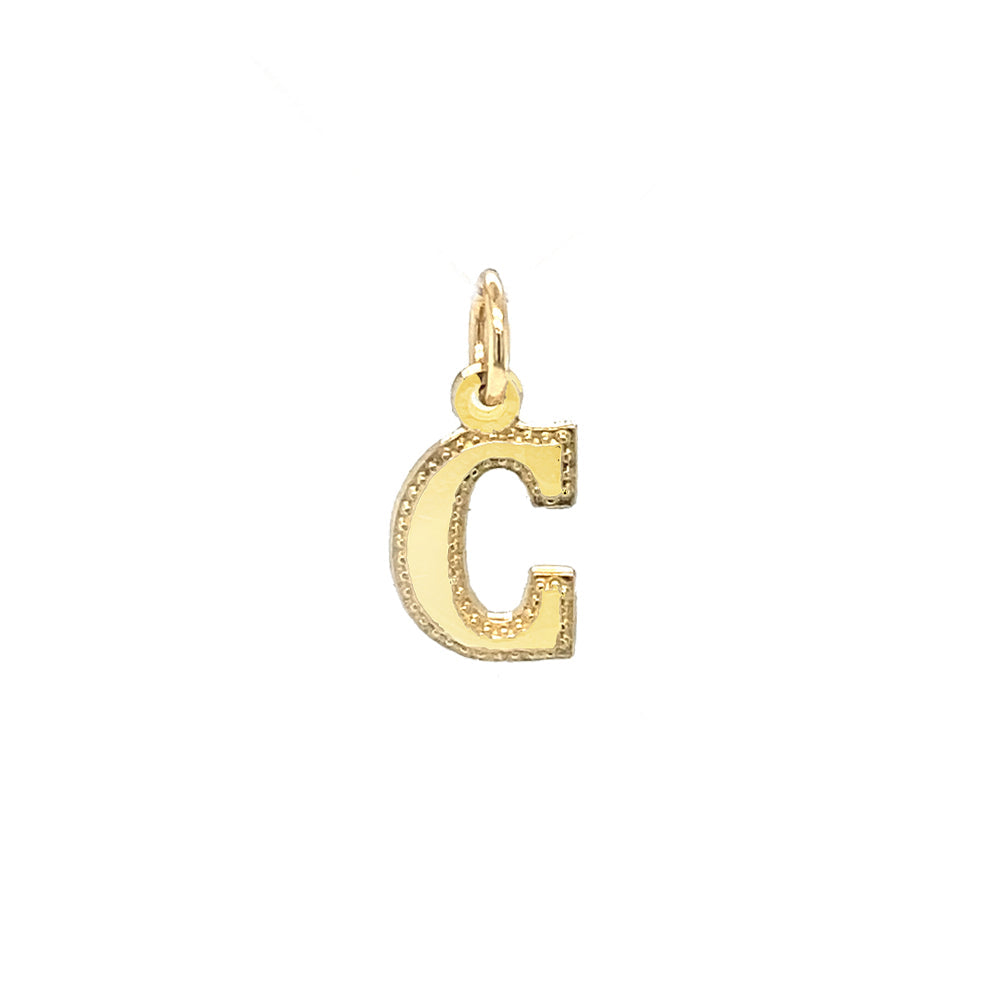 10K Yellow Gold Letter Initial C Pendant
