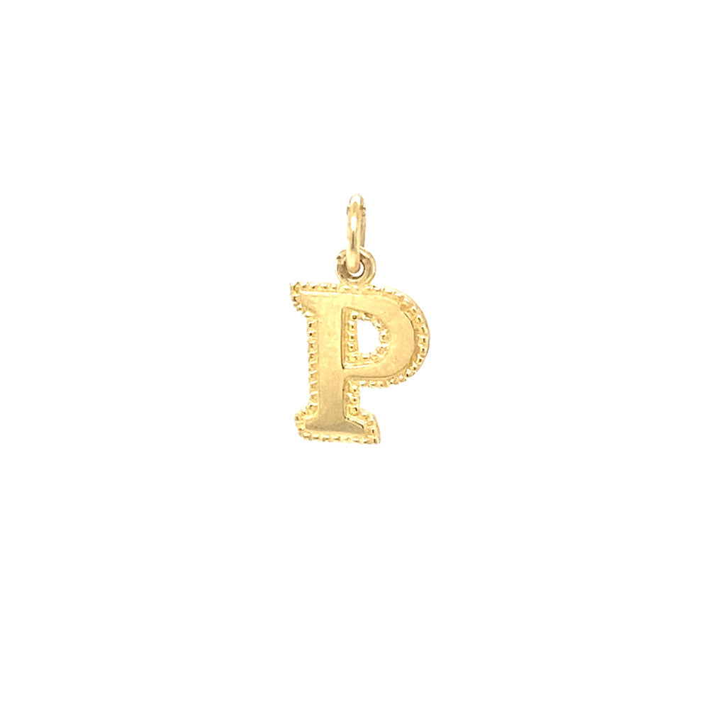Solid 10K Yellow Gold Initial Letter P Pendant