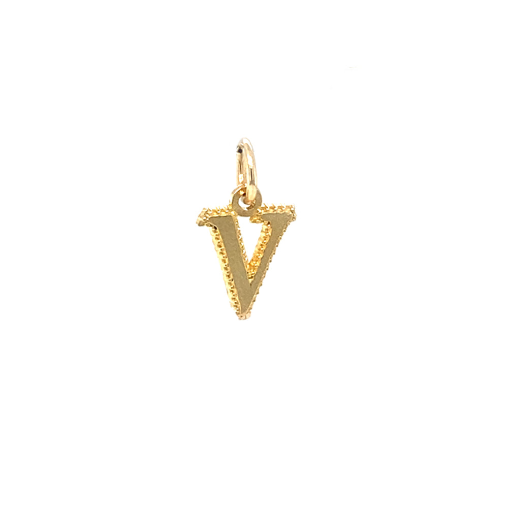10K Yellow Gold Initial Letter V Pendant