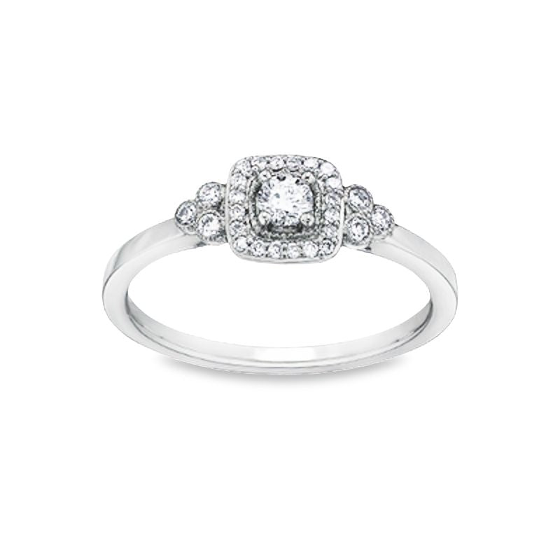 10K White Gold 0.23TDW Canadian Diamond Wedding Set