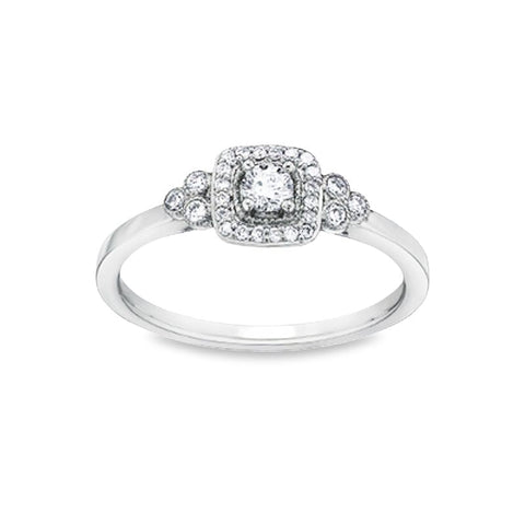 10K White Gold 0.23TDW Canadian Diamond Wedding Set