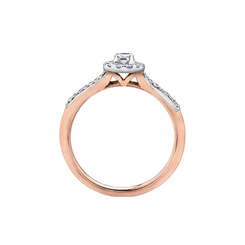 10K Rose Gold 0.25TDW Canadian Diamond Halo Engagement ring